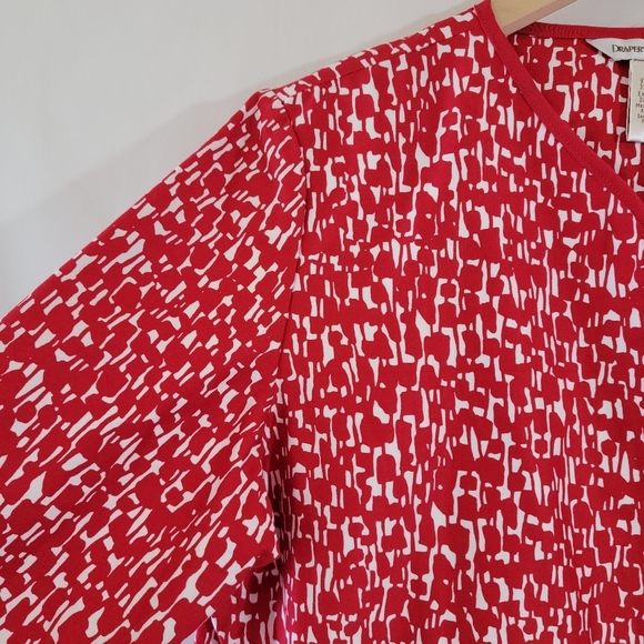 DRAPER'S & DAMON'S Red White Full Zip Jacket Sz XL Pocket Embellished Minimalist - Picture 4 of 12